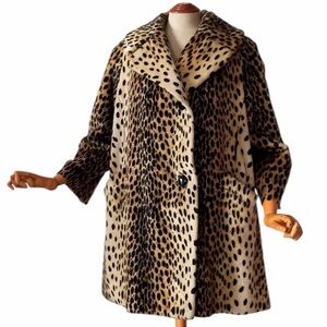 1950s ZANZIBAR LA FRANCE Stunning Cheetah Pront Faux Fur Coat